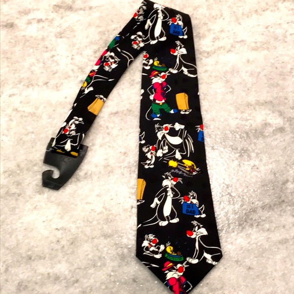 Warner Bros. Other - Looney Tunes Mania Tie Black Sylvester & Tweety Vintage 90s Cartoon Festival